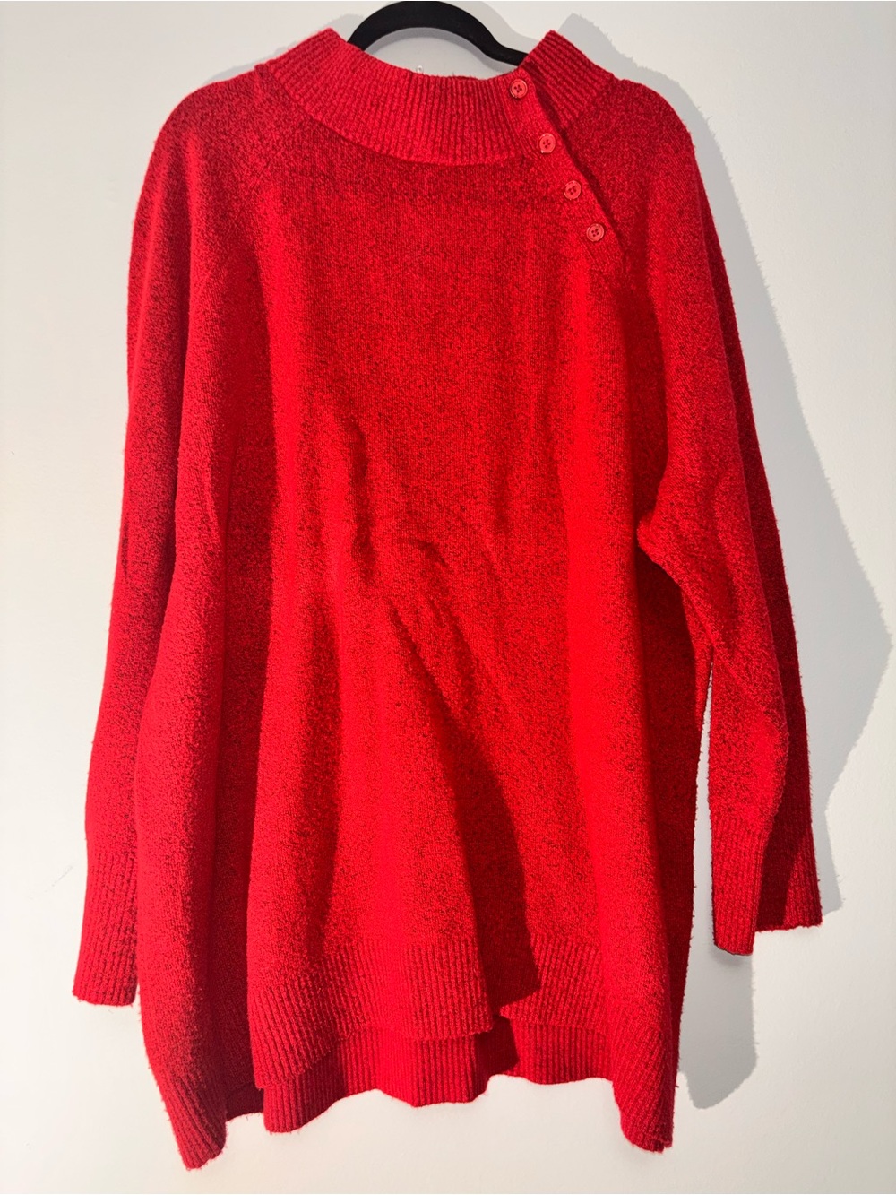 Talbots Bright Red Button-Shoulder Turtleneck Sweater